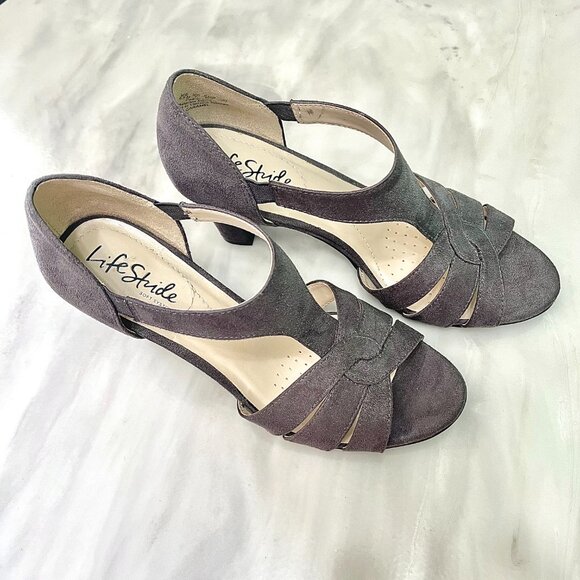 LifeStride "Caramel Strappy Sandal," Color: Stone grey, Faux Leather, Size 6.5M - Picture 5 of 8